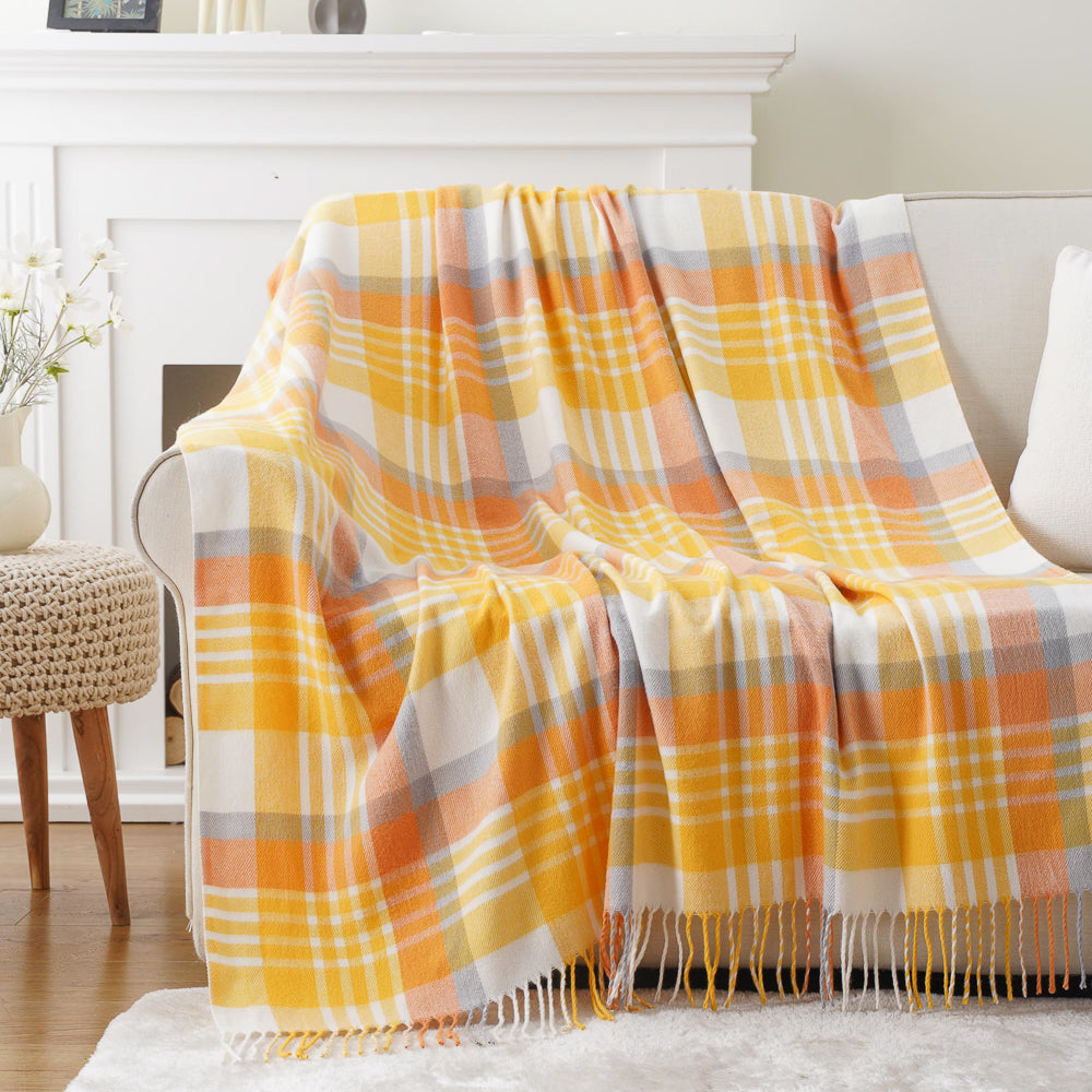Yellow Plaid Throw